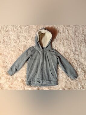 Kids Grey Fleece-Lined Zip Hoodie